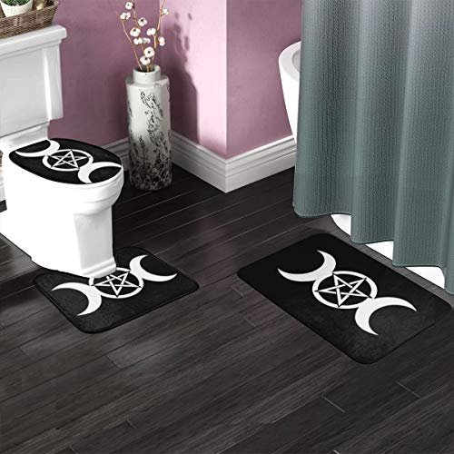 Triple Moon Goddess Decal Pentacle Wicca Pagan Witch Bathroom Rug Mat