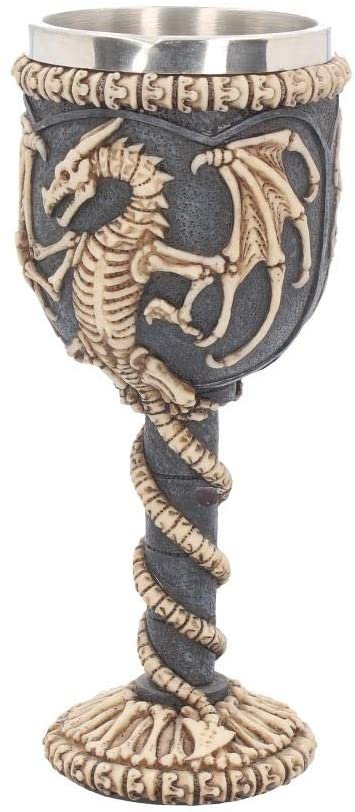 Fantasy Collection~ Dragon Remains Goblet 19cm, Resin w/stainless steel insert, Black, One Size