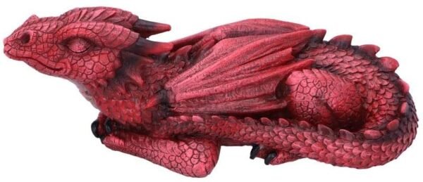 Fantasy Collection~ Ruby Dreaming Sleeping Red Dragon Figurine, Polyresin, One Size