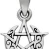 Sterling Silver Tiny Crescent Moon Pentacle Pentagram Pendant