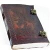 Witchcraft~Handmade Large 8" Embossed Leather Bound Journal Dragon with lock Genuine Brown Antique Old personal Diary notebook journal gift