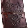 Witchcraft~DOUBLE DRAGON Blank Page BOOK Handcrafted Leather Writing Unlined 5 x 7 JOURNAL (Brown)