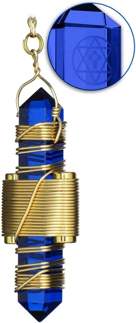 Quartz Crystal Pendulum Healing Tool- 2.5" Buddha Maitreya the Christ Etheric Weaver® in Gold Filled Wire