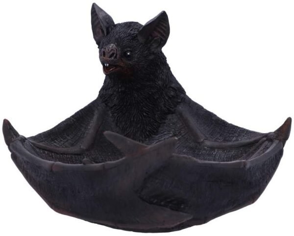 Dark Collection~Winged Watcher Bat Trinket Holder Jewellery Dish, Polyresin, Black, 24.1cm
