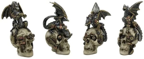 Steampunk Collection~U3830K8 Mind Machines 10.5cm Set of 4, Dragon Skull Figurines, White