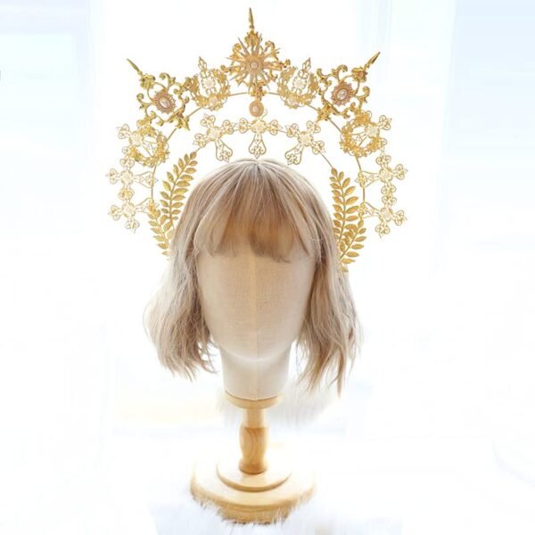 DIY Material Package Lolita Sun Halo Golden Cross Angel Hairpin Crown Headband