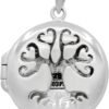Sterling Silver Aromatherapy Tree Pentacle Pentagram Locket; 1 Inch Diameter