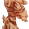 Animal Collection~ Natural Symphony Howling Woves Wood Effect Bust, Polyresin, 31cm