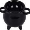 Black Cauldron Egg Cup with Broom Spoon Witch/Occult