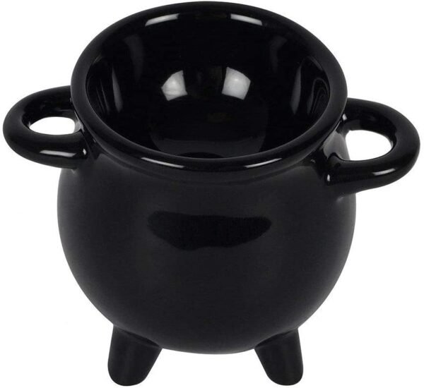 Black Cauldron Egg Cup with Broom Spoon Witch/Occult