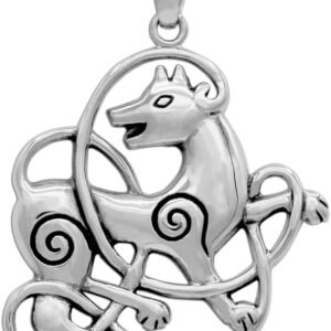 51JMkCb-BJL._AC_SL1200 Sterling Silver Celtic Knot Wolf Pendant