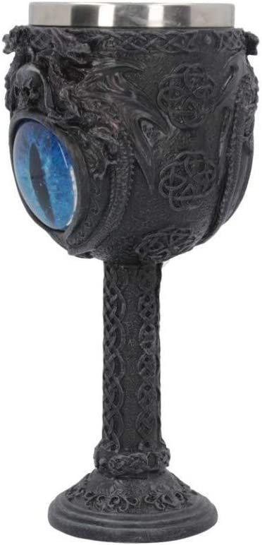 Nemesis Now Ice Dragon's Glare Goblet 18.5cm Black, Resin w/Stainless Steel Insert