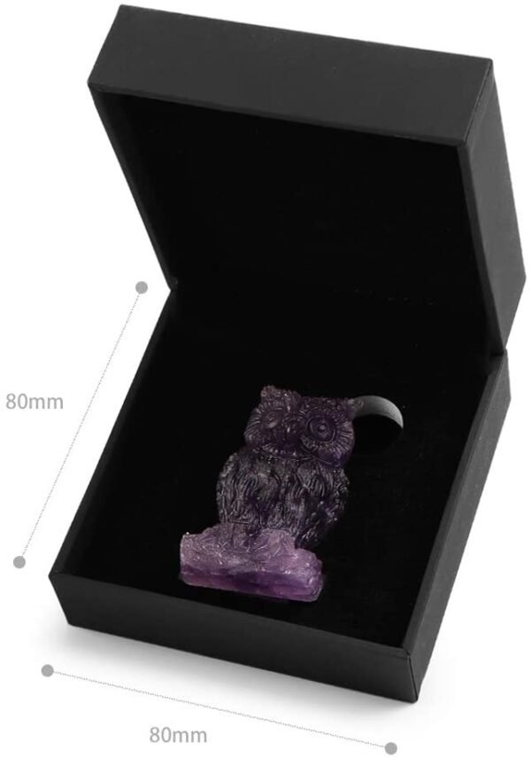 Magic  Collection~Artistone 2.0" Amethyst Owl, Hand Carved Gemstone Fine Art Sculpture, Reiki Healing Stone Statue，Attract All The Aura Around