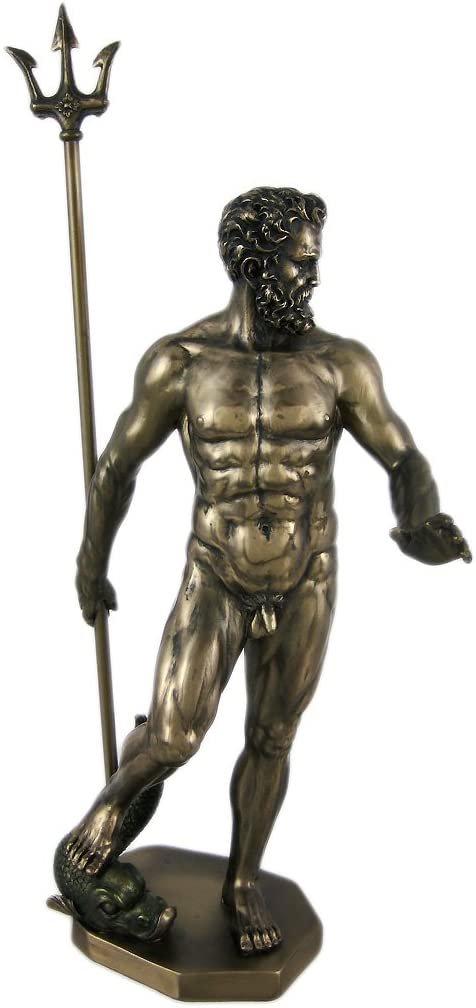 Magic  Collection~Greek God Poseidon Nude Bronzed Statue Neptune