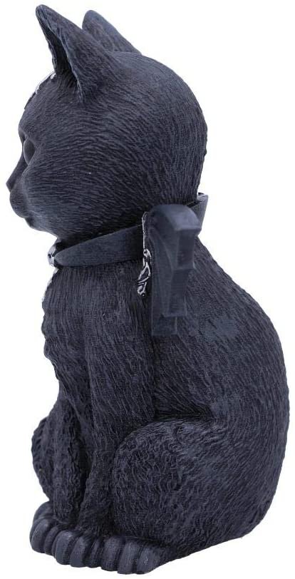 Dark Collection~B5149R0 Malpuss Winged Occult Cat Figurine, Polyresin, Black and Silver, 10cm