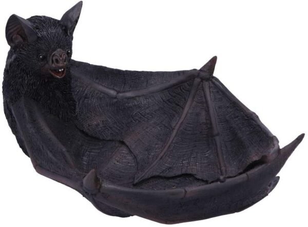 Dark Collection~Winged Watcher Bat Trinket Holder Jewellery Dish, Polyresin, Black, 24.1cm