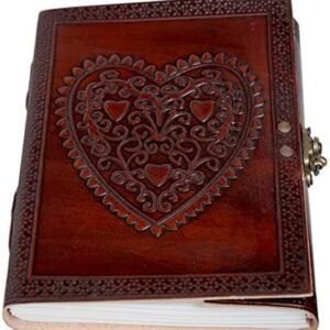 Witchcraft~Vintage Leather Journal Bound With Lock For Men Women Lined Paper Handmade Notebook Writing In Diary (Celtic heart lined)