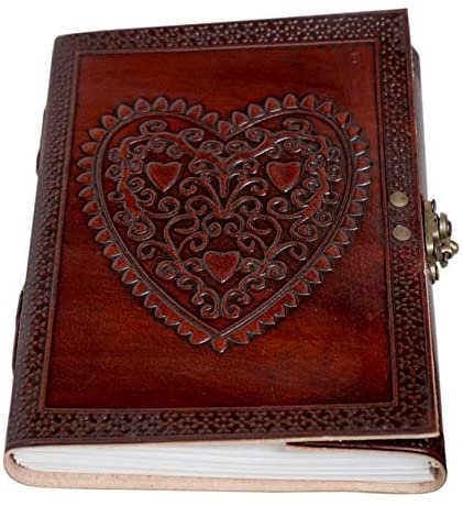 Witchcraft~Vintage Leather Journal Bound With Lock For Men Women Lined Paper Handmade Notebook Writing In Diary (Celtic heart lined)