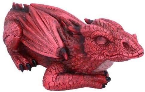 Fantasy Collection~ Ruby Dreaming Sleeping Red Dragon Figurine, Polyresin, One Size