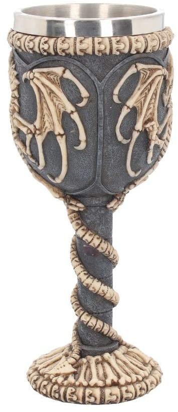 Fantasy Collection~ Dragon Remains Goblet 19cm, Resin w/stainless steel insert, Black, One Size