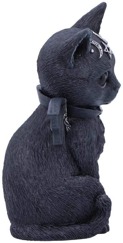 Dark Collection~B5149R0 Malpuss Winged Occult Cat Figurine, Polyresin, Black and Silver, 10cm