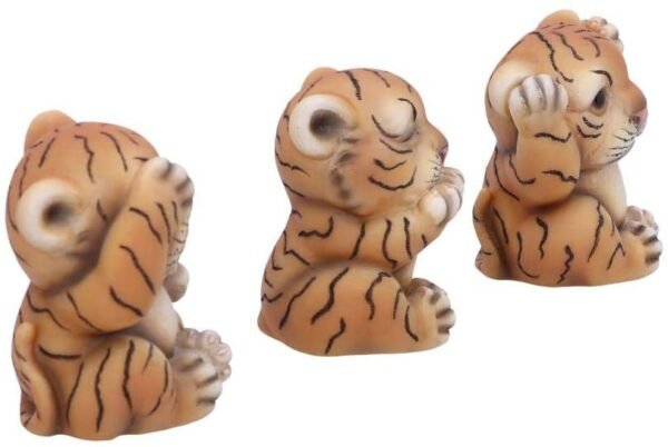 Animal Collection~ U4948R0 See No, Hear No, Speak No Evil Striped Tiger Cub Figurines, Polyresin, Orange, 8cm