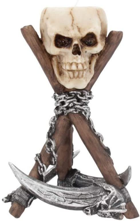 Dark Collection~Reapers Rest Skull Tealight Holder 15.8cm Brown, Resin