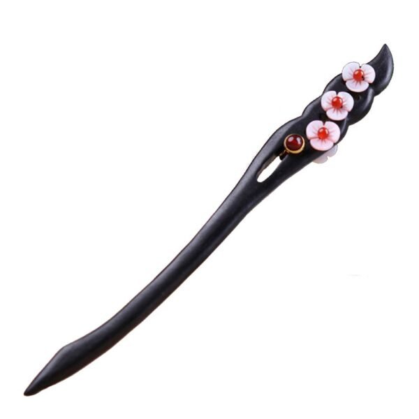 TOP SEWING Ebony Double-faced Jade Sword Hairpins Handmade Carved Wooden Hair Sticks for Women Chinese Hair Chopsticks for Long hair A