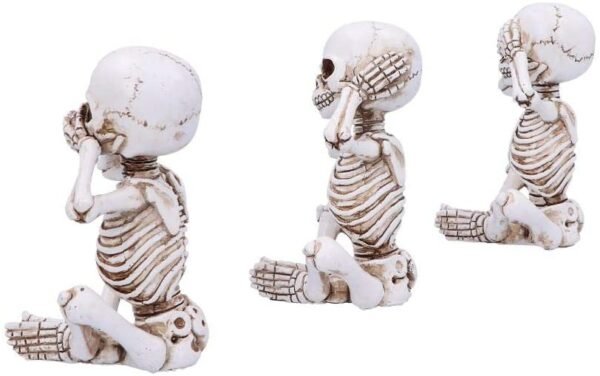 Dark Collection~See No, Hear No, Speak No Evil Skellywag Skeleton Figurines, Polyresin, Natural Bone Colour, One Size