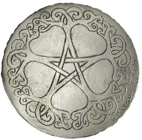Magicun Altar~Dryad Design Pewter Tree Pentacle Wiccan Ritual Altar Plate Tile Paten