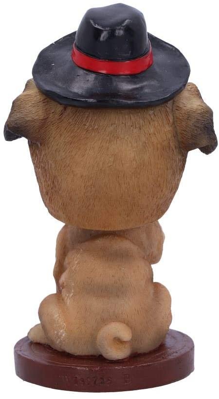 Animal Collection~ U5007R0 Fawn Pug Dog with Hat and Shades Bobble Head Figurine, Polyresin, 11.5cm