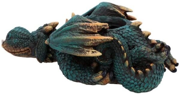 Fantasy Collection~ Dozing Dragon Plant Pot 31.8cm, Resin, Green, One Size