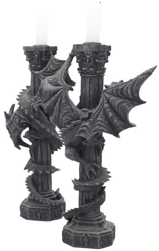 Nemesis Now Guardians of The Light Set of 2 28cm Candle Holder, Black