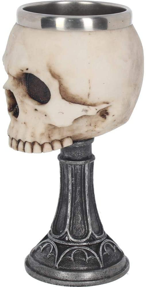 Magicun N.Giftware~Skull Chalice Anne Stokes Goblet 17.8cm Ivory, Resin w/Stainless Steel Insert, One Size