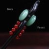 TOP SEWING Ebony Double-faced Jade Sword Hairpins Handmade Carved Wooden Hair Sticks for Women Chinese Hair Chopsticks for Long hair A