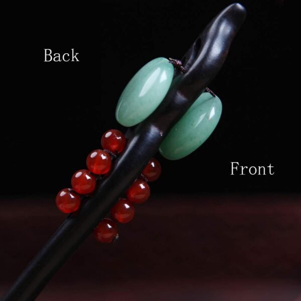 TOP SEWING Ebony Double-faced Jade Sword Hairpins Handmade Carved Wooden Hair Sticks for Women Chinese Hair Chopsticks for Long hair A