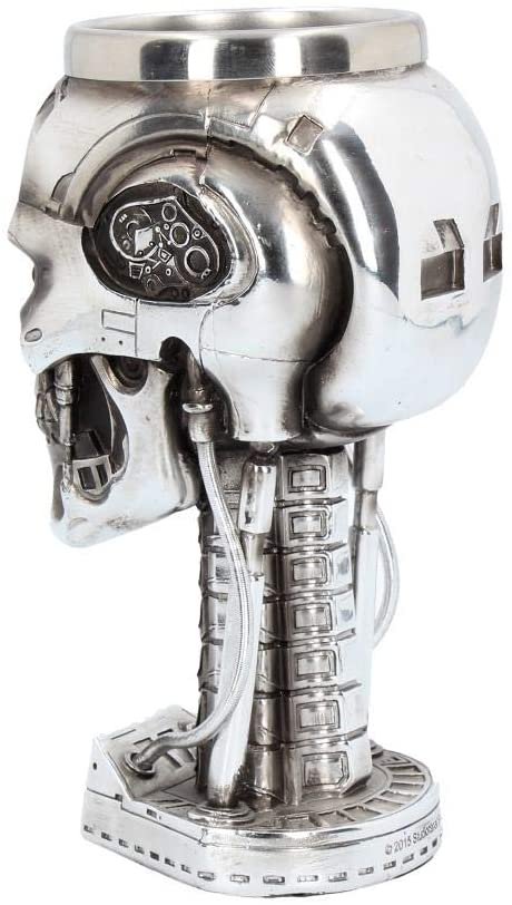 Magicun N.Giftware~Terminator Head Goblet 17cm Silver, Resin w/Stainless Steel Insert