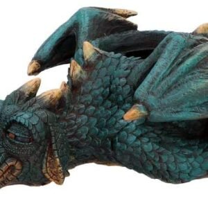 Fantasy Collection~ Dozing Dragon Plant Pot 31.8cm, Resin, Green, One Size