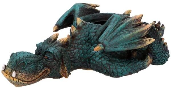 Fantasy Collection~ Dozing Dragon Plant Pot 31.8cm, Resin, Green, One Size