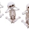 Dark Collection~See No, Hear No, Speak No Evil Skellywag Skeleton Figurines, Polyresin, Natural Bone Colour, One Size