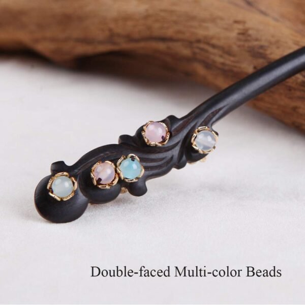 TOP SEWING Ebony Double-faced Jade Sword Hairpins Handmade Carved Wooden Hair Sticks for Women Chinese Hair Chopsticks for Long hair A