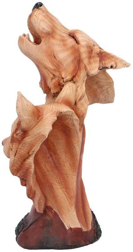Animal Collection~ Natural Call Howling Wolf Wood Effect Bust, Polyresin, One Size