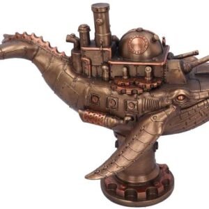 Steampunk Collection~Steampunk Marine Machine Submarine Whale Figurine, Polyresin, Bronze, 34cm