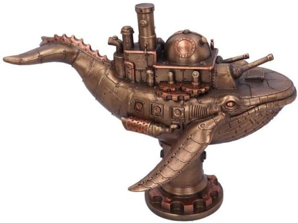 Steampunk Collection~Steampunk Marine Machine Submarine Whale Figurine, Polyresin, Bronze, 34cm