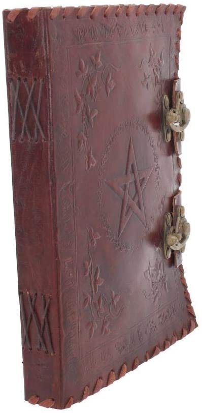Wiccan Collection~Small Book of Shadow Leather Journal With Lock 27cm Brown
