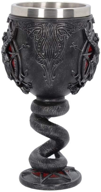 Magicun N.Giftware~Baphomet Head Sabbatic Goat & Pentagram Wine Goblet 16cm