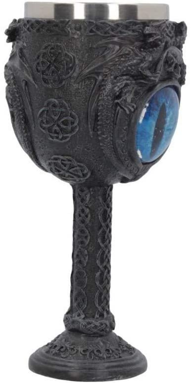 Nemesis Now Ice Dragon's Glare Goblet 18.5cm Black, Resin w/Stainless Steel Insert