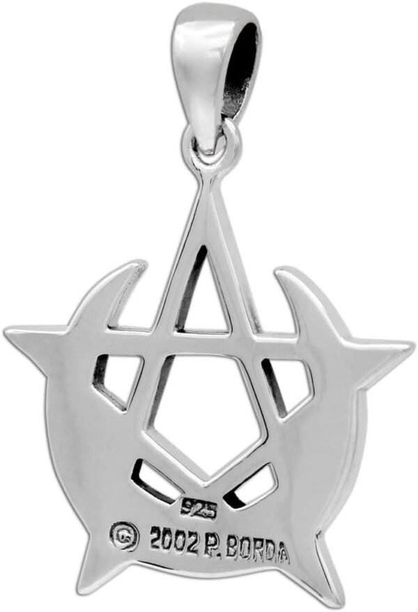 Sterling Silver Simple Moon Pentacle Pentagram Pendant; 1 Inch Tall