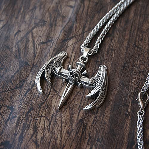 Gothic Hop Skull Cross with wing Pendant Necklace For Men Gift Jewelry