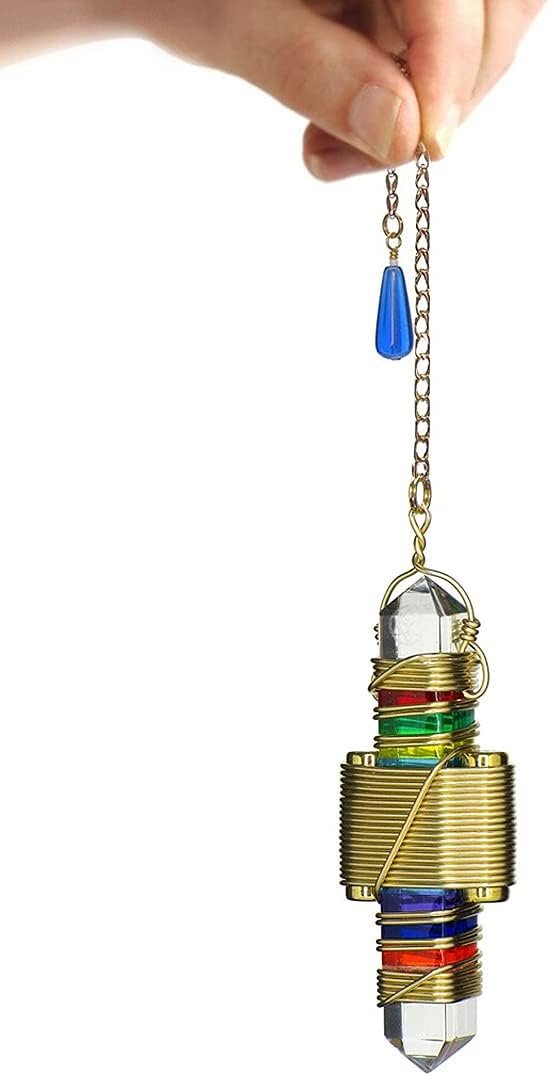 Quartz Crystal Pendulum Healing Tool- 2.5" Buddha Maitreya the Christ Etheric Weaver® in Gold Filled Wire